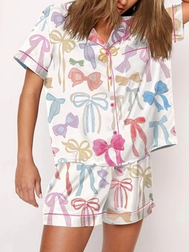 Women s Satin Pajama Set Lapel Neck Button Down Sh