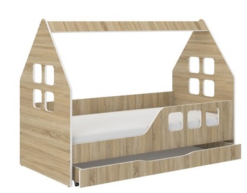Łóżko dziecięce DOMEK SONOMA z SZUFLADĄ 160x80 + materac