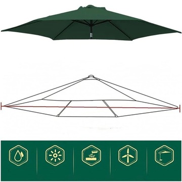 Водонепроницаемый чехол для садового зонта, 8 кронштейнов, 300 см, Зеленый