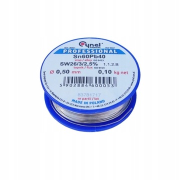 Cyna 0,5mm 100g CYNEL spoiwo Sn60Pb40 PROFESSIONAL