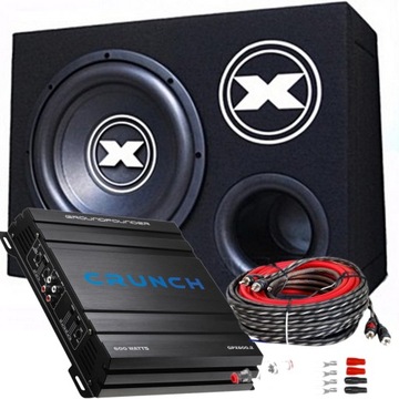Skrzynia Excursion SX.v2-12S4 + Crunch + Kable 400W RMS AeroBassReflex MDF