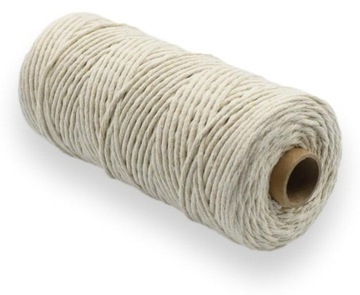 Sznurek bawełniany do makramy 3mm 200m NATURALNY