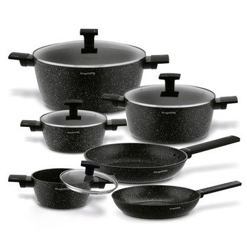 ZESTAW GARNKÓW komplet MARMURKOWE GARNKI INDUKCJA PATELNIE non stick Brazos