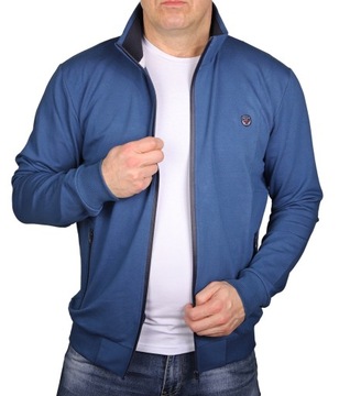 Bluza męska gładka klasyczna rozpinana niebieska Polski produkt cienka L