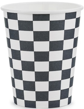 Kubeczki WYŚCIGOWE papierowe SZACHOWNICA NA URODZINY 220 ml 6 szt
