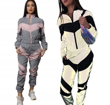 DRES DAMSKI KOMPLET DRESOWY BLUZA SPODNIE ŚWIECĄCY W CIEMNOŚCI ODBLASKOWY