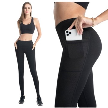 LEGGINSY Fitness MODELUJĄCE kryjące Sport joga SIŁOWNIA bieganie S/M