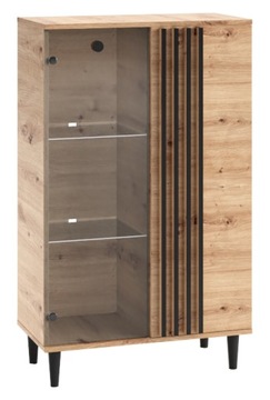 Komoda witryna z szafkami na nóżkach led 80 cm L2