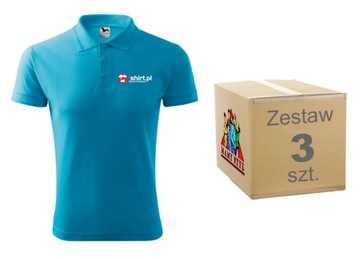 POLO koszulka z nadrukiem DTF LOGO - przód - 3 szt