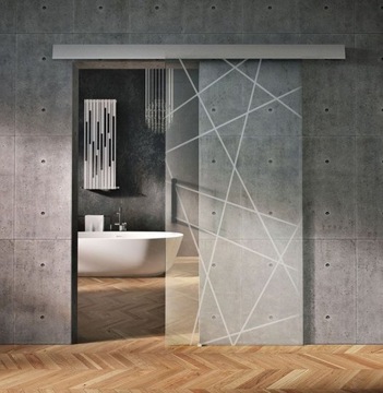Drzwi szklane przesuwne z maskownicą design-lux wzór Q-108 95cm