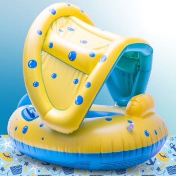 Круг для плавания Надувной матрас Понтон детский с навесом и рулем