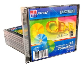 PŁYTY CD-R AKOSS 700MB 10SZT CD RECORDABLE CZARNE