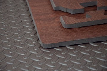 КОВРИК из ПЕНЫ ТЕМНОЕ ДЕРЕВО 3D ПЕННЫЙ ПАЗЛ