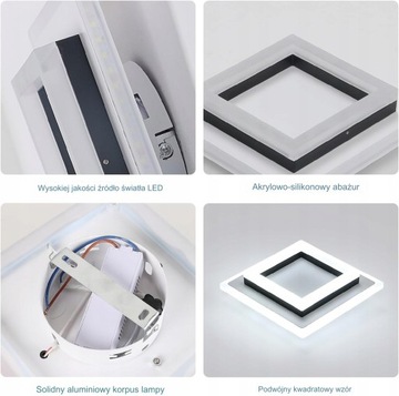 СВЕТОДИОДНЫЙ ПОТОЛОЧНЫЙ СВЕТИЛЬНИК ЧЕРНЫЙ КВАДРАТ 24ВТ 6500К