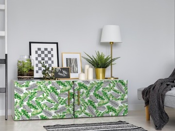 Декоративный шпон для мебели, плоские поверхности, узор экзотические листья