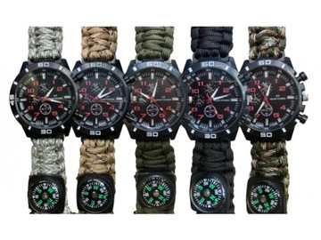 Bransoletka survival 6w1 ZEGAREK TAKTYCZNY