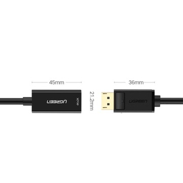 UGREEN АДАПТЕР АДАПТЕР ОТ DISPLAYPORT НА HDMI КАБЕЛЬ ПРОВОД 0,2 м