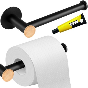 UCHWYT NA PAPIER TOALETOWY CZARNY LOFT ŁAZIENKOWY PRZYKLEJANY NA KLEJ