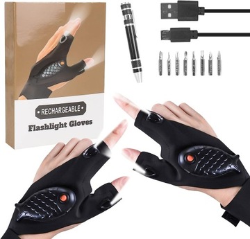 НАБОР ПЕРЧАТОК С СВЕТОДИОДНОЙ ПОДСВЕТКОЙ СПРАВА И СЛЕВА - БРЕНДОВЫЙ НАБОР GLOVELITE