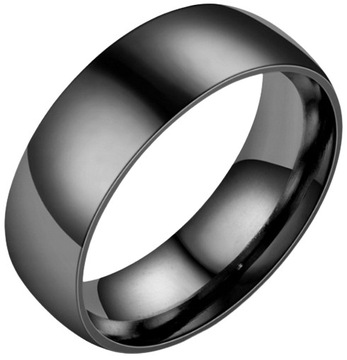 Czarny Prosty Pierścień SYGNET z Połyskem STAL