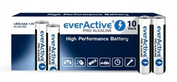 10x Baterie alk. LR03 AAA everActive PRO kartonik
