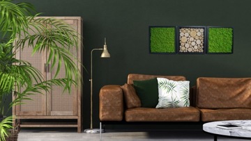 Картина в трёх рамах, мох+дерево, 25х25 см.