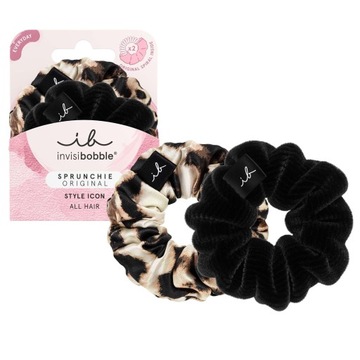 Invisibobble warkocze dziewczyna czarny i Leopard Sprunchie x2