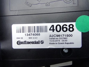 13474068 OPEL ZAFIRA C PANEL AUTORÁDIO NAVI