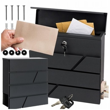 SKRZYNKA POCZTOWA NA LISTY GAZETY ULOTKI STALOWA 2X KLUCZ OKIENKO ANTRACYT