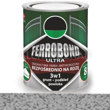 Farba na rdze 3w1 FERROBOND 0,7L SREBRNY MŁOTKOWY