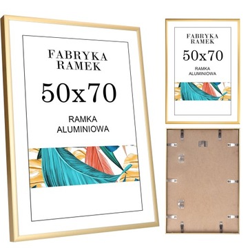 Ramka 50x70 ramki na zdjęcia B2 aluminiowa złota