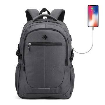 WROCŁAW Plecak Aoking na laptopa 15,6 z USB pojemny szary
