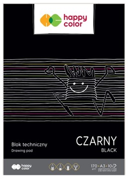BLOK TECHNICZNY CZARNY PAPIER DUŻY FORMAT A3 10 ARKUSZY 170g/m2