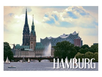 HAMBURG - Łaba - Panorama - Magnes na lodówkę