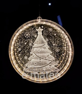 ВИТРАЖ 3D LED НА БАТАРЕЯХ РОЖДЕСТВЕНСКОЕ УКРАШЕНИЕ