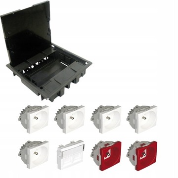 Floor BOX 7x gniazdo z/u + 2x RJ45 kat. 6 nieekr.