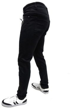 M.SARA ЧЕРНЫЕ МУЖСКИЕ ДЖИНСОВЫЕ БРЮКИ, КОНИЧЕСКИЕ НОГИ, ГИБКИЕ, КОМФОРТНЫЕ