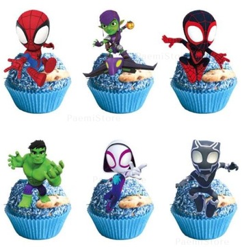 SPIDEY TOPPERY Spiderman URODZINY Ghost Hulk x24