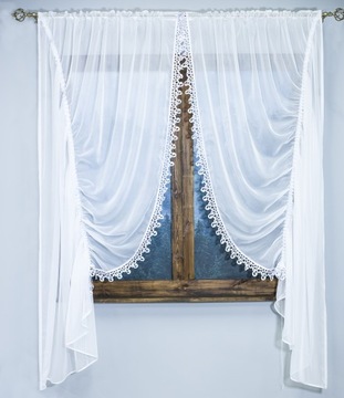 KOMPLET FIRAN Z GIPIURĄ WODA POKÓJ KUCHNIA FIRANA GOTOWA WOAL BIAŁA 300X230