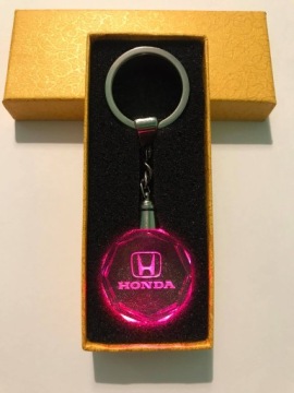 Светодиодный 3D-хрустальный светящийся брелок для ключей от машины с логотипом Honda