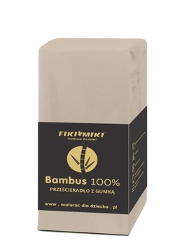 Prześcieradło BAMBUSOWE z gumką 120x60 Fiki Miki beżowe 120/60
