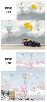 Fototapeta dla dzieci, balony, góry, chmurki