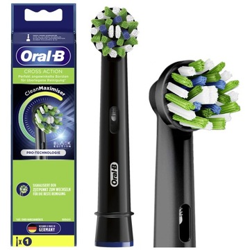 1x KOŃCÓWKA ORAL-B CROSS ACTION EB50 BLACK CZARNA