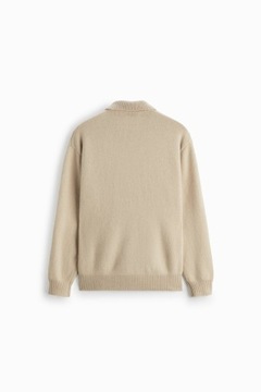 ZARA MAN SWETER POLO WEŁNA KASZMIR LUX BEŻ L