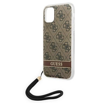 Etui Guess 4G Print Strap na iPhone 11 - brązowe