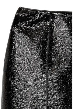 H&M skórzana spódnica mini skóra ołówkowa imitacja lakierowana metaliczna