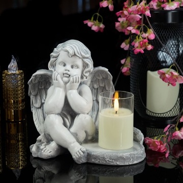 ZNICZ GIPSOWA FIGURKA NAGROBNA LAMPA LED 3XAAA