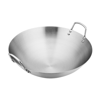 Stalowy wok z okrągłym dnem i podwójnym uchwy
