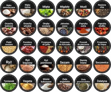 КОНТЕЙНЕРЫ ДЛЯ СПЕЦИЙ ВРАЩАЮЩАЯСЯ ПОДСТАВКА ДЛЯ СПЕЦИЙ + НАКЛЕЙКИ НА 16 БАНОК