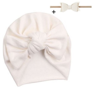 BIAŁA Czapka niemowlęca TURBAN wiosna 6-12 mscy